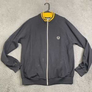 Vintage Fred Perry Black/Yellow Zip Up Sweater Size XL Knit Academia Preppy VTG